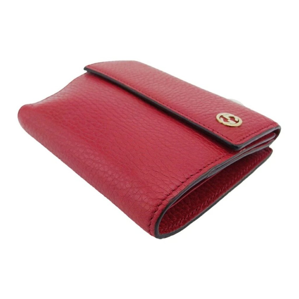 Gucci Bifold Wallet Red Gold Women 449405 Authentic Secondhand